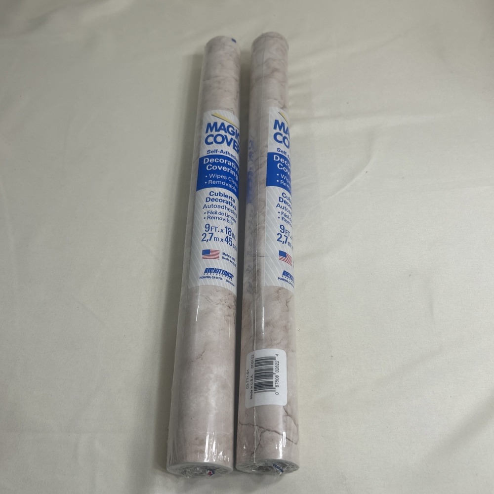 NEW Magic Cover Self-Adhesive Contact Paper Marble Coffee 2 Rolls 9 Ft X 18"